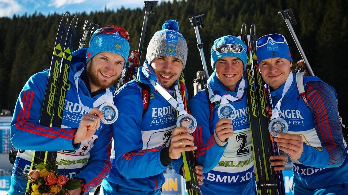 Прапорщики ЦСКА Бабиков Елисеев и Цветков выиграли «серебро» эстафеты на II этапе Кубка мира по биатлону!
