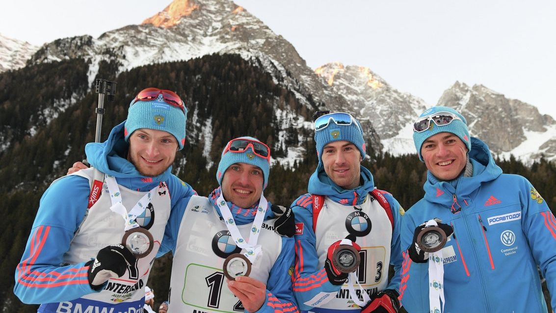 Армейские биатлонисты Бабиков и Цветков выиграли «бронзу» эстафеты на этапе КМ в Антхольце