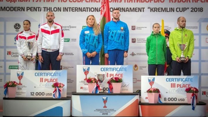 Армейская пятиборка Гульназ Губайдуллина в паре с Александром Лесуном стали вторыми на Кубке Кремля по современному пятиборью