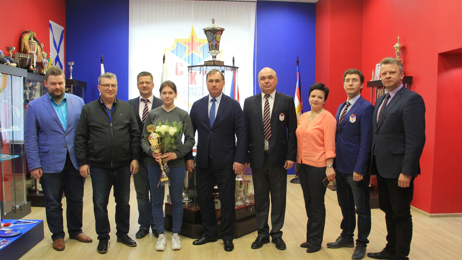 Чествование рапиристки филиала ФАУ МО РФ ЦСКА (СКА г. Санкт-Петербург) Елены Петровой и ее тренера Александра Пресса