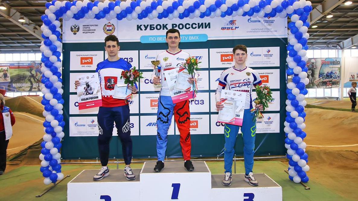 Рядовой спортивной роты ЦСКА г. Самара Дмитрий Карасёв идёт третьим после второго этапа Кубка России по веломотокроссу (BMX Racing)