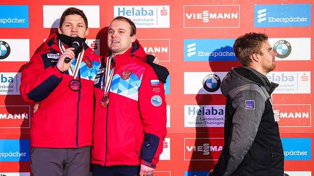 Саночник ЦСКА Роман Репилов: «Специально до этого не репетировали хотя поем гимн всегда когда попадаем на пьедестал»