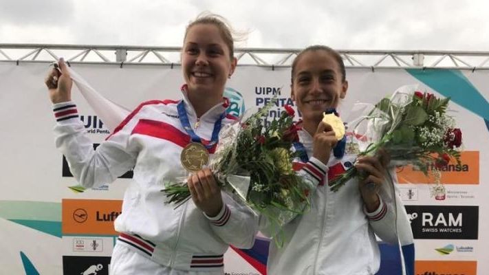 Спортсменки ЦСКА Ксения Фральцова и Аделина Ибатуллина взяли «золото» в эстафете на старте Первенства мира по современному пятиборью