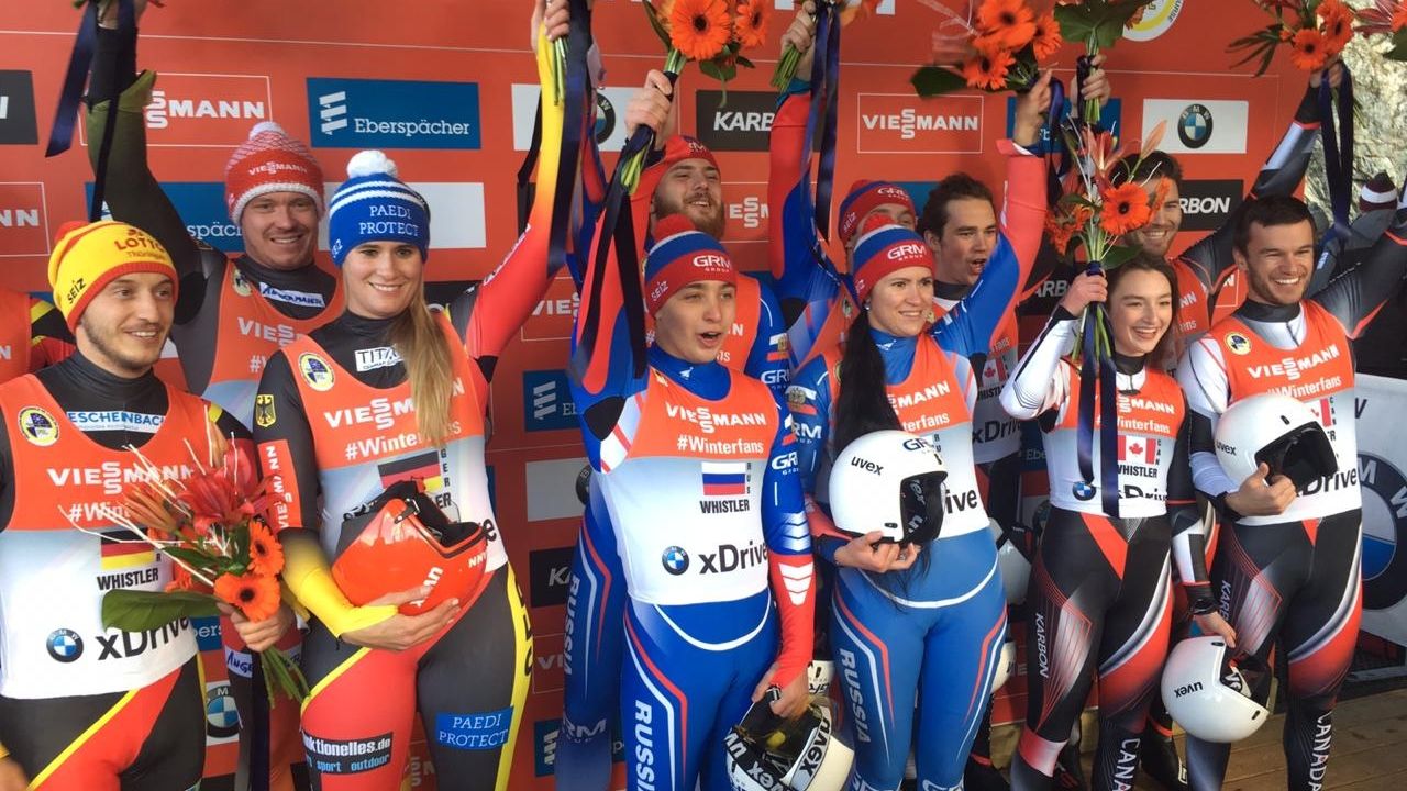 Армейские саночники в составе команды победили в эстафете на этапе Кубка мира в Канаде